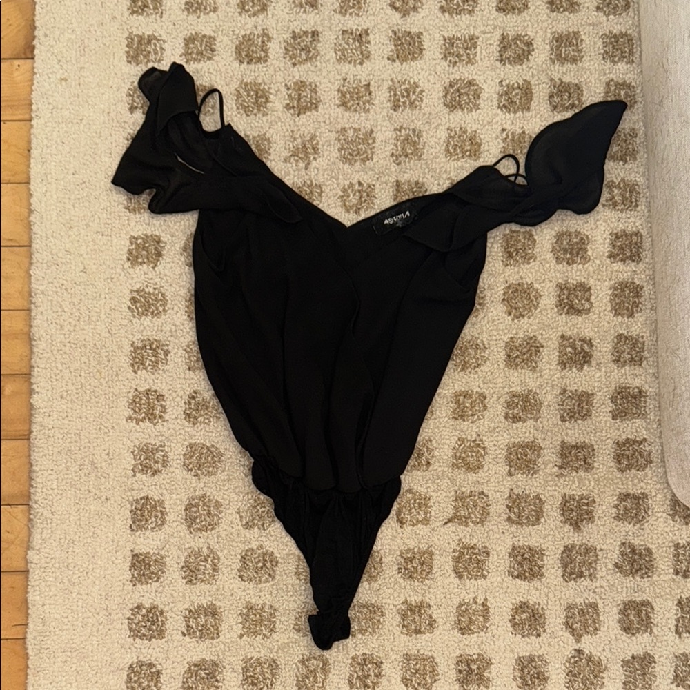 Chic Black Ruffled Bodysuit